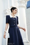 Áo kiểu Cotton Calico viền trắng