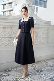 Áo kiểu Cotton Calico viền trắng