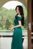 Đầm lụa ôm dự liệc đính hoa 3D