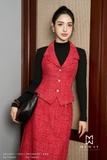 Áo gile Dạ Tweed cổ hai ve