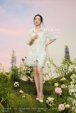 (4 màu) Áo sơ mi cổ Đức ren hoa tay lỡ