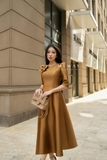 (2 màu) Đầm tiệc xòe rủ Taffeta tay lỡ