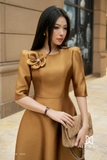 (2 màu) Đầm tiệc xòe rủ Taffeta tay lỡ
