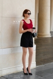 (2 màu) Áo cotton gile dáng cổ chữ U