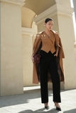 (3 màu) Áo khoác Simili Leather cổ vest có đai lưng