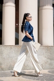 (2 màu) Áo sơ mi ngắn tay dáng peplum
