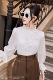 (2 màu) Quần baggy Gabadine công sở xếp ly