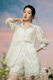 Quần short ren hoa cạp cao