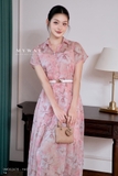 (3 màu) Đầm suông tay chờm dáng cổ Đức