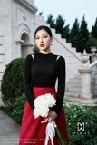 (5 màu) Chân váy xòe hoạ tiết hoa dập nổi