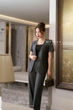Áo vest kiểu ngắn tay cổ tim