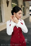 (2 màu) Áo gile cổ tim Simili Leather