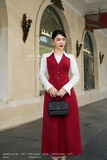(2 màu) Áo gile cổ tim Simili Leather