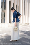 (2 màu) Áo sơ mi ngắn tay dáng peplum