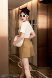 (2 màu) Quần short hè cạp cao xếp ly eo