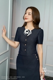 Áo kiểu cổ tròn đính hoa 3D