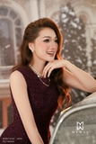 Đầm tiệc A dạ tweed cổ tròn
