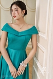 Đầm xòe cổ thuyền trễ vai qua bắp