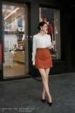 (4 màu) Chân váy A dáng ngắn Simili Leather