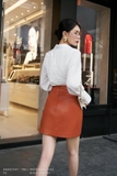 (4 màu) Chân váy A dáng ngắn Simili Leather