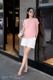 (3 màu) Áo cotton cổ tròn dáng suông dài chùm mông