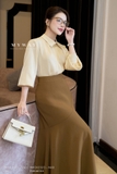 Áo sơ mi suông vừa dáng cổ biến kiểu