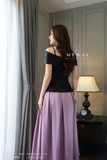 Chân váy xòe rủ xếp ly dáng dài
