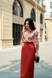 (4 màu) Áo sơ mi Lụa họa tiết hoa tay bồng