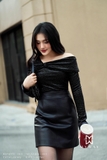 (4 màu) Chân váy A dáng ngắn Simili Leather