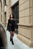 (4 màu) Chân váy A dáng ngắn Simili Leather