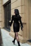 (4 màu) Chân váy A dáng ngắn Simili Leather