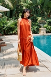 (3 màu) Đầm maxi cổ yếm ba tầng qua mắt cá