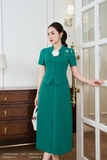 Chân váy xòe đính cúc vạt trước