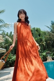 (3 màu) Đầm maxi cổ yếm ba tầng qua mắt cá