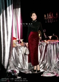 Chân váy A nhung kim sa ánh nhũ