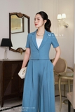 (3 màu) Quần suông xếp ly phối đai