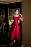 Đầm tiệc xòe Taffeta trễ vai