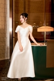 (4 màu) Đầm dự tiệc đỏ Taffeta trễ vai
