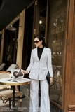 Quần suông ống vẩy công sở họa tiết kẻ