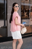 (3 màu) Áo cotton cổ tròn dáng suông dài chùm mông