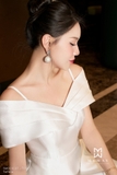 (4 màu) Đầm dự tiệc đỏ Taffeta trễ vai