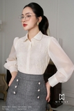 Chân váy A cạp cao trang trí cúc mạ