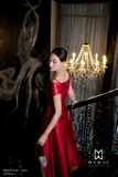 Đầm tiệc xòe Taffeta trễ vai