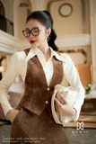 Áo gile ôm dáng cổ tim