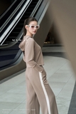 Quần dài ống suông hơi vẩy cạp chun khóa trước dài ngang mắt cá