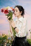 Áo sơ mi cổ Đức tay lỡ họa tiết ren hoa