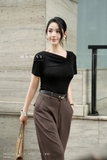 Quần baggy dáng dài ngang mắt cá chân khóa trước có túi