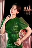Chân váy ôm lưới dệt kim sa sang trọng