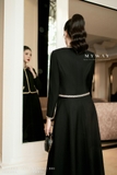 Chân váy dạ tweed xòe rủ cạp cao công sở