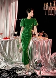 Chân váy ôm lưới dệt kim sa sang trọng